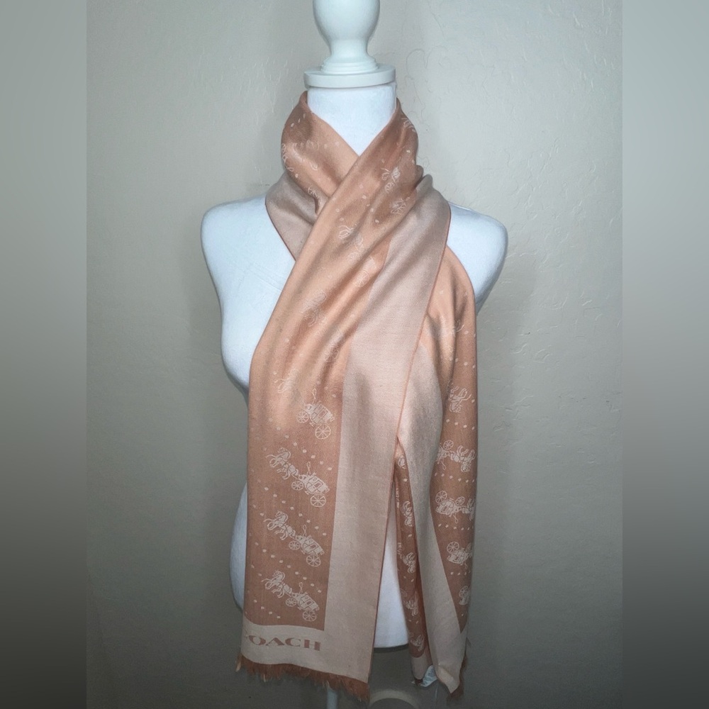NWT Coach Horse and Carriage Print Soft Wrap Scarf - Picture 4 of 7